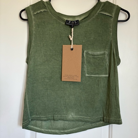 Pol Women’s Green Acid Wash Tank With Front Pocket NWT* - Size S - Picture 1 of 6